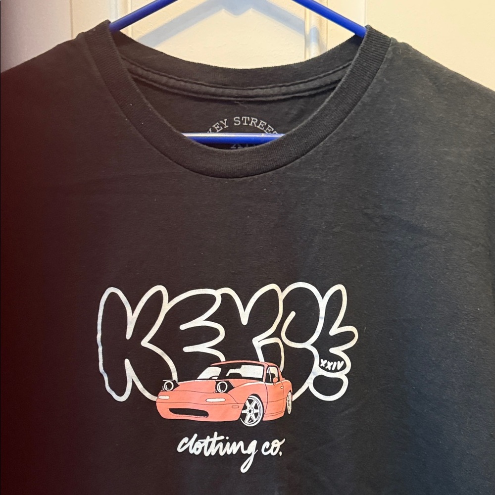Kexs Clothing Co. Kids' Black Tee with Coral Car Graphic